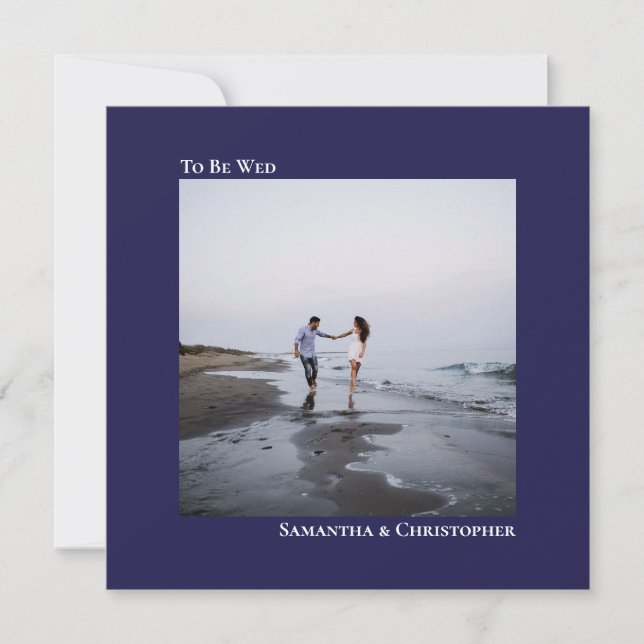 Moderne Minimalistische Hochzeit des Blue Square F Einladung (Vorderseite)