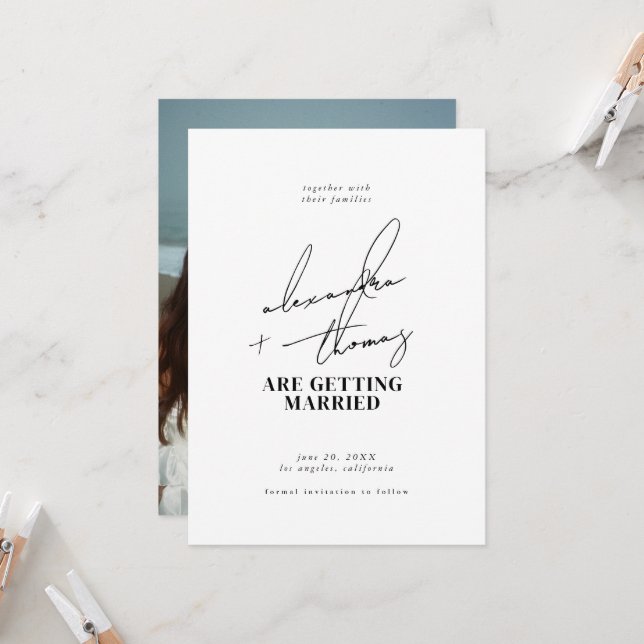 Moderne Minimalistische Hochzeit Einladung (Vorderseite/Rückseite Beispiel)