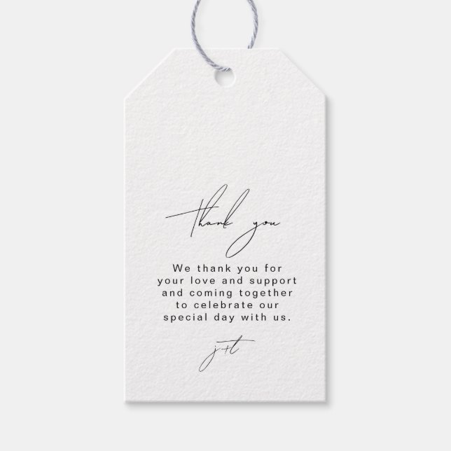Moderne Minimalistische Hochzeit Geschenkanhänger (Vorderseite)