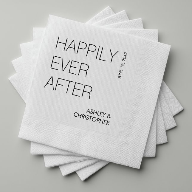 Moderne Minimalistische Hochzeit "Happiy Ever Afte Serviette (Von Creator hochgeladen)