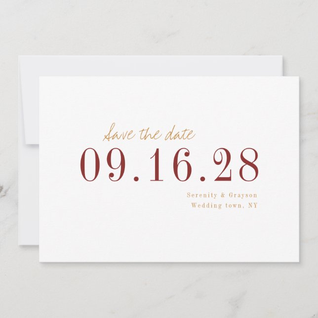 Moderne minimalistische Hochzeit im Herbst Save th Save The Date (Vorderseite)