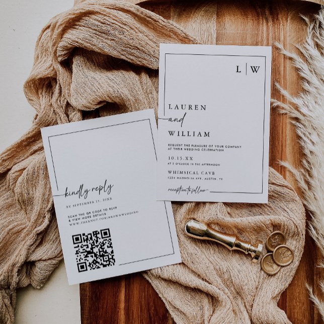 Moderne Minimalistische Hochzeit in einem QR-Code Einladung (Von Creator hochgeladen)