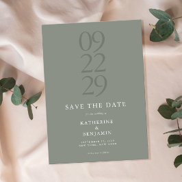 Moderne Minimalistische Hochzeit in Grün Save The Date