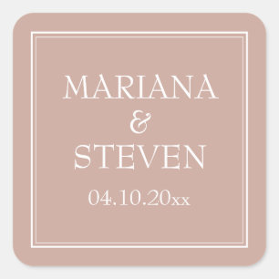 Moderne minimalistische Hochzeit in Rosa Quadratischer Aufkleber
