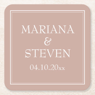 Moderne minimalistische Hochzeit in Rosa Rechteckiger Pappuntersetzer