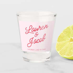 Moderne Minimalistische Hochzeit in Rosa und Rot Schnapsglas