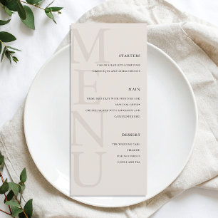 Moderne Minimalistische Hochzeit in Schwarz und El Menükarte
