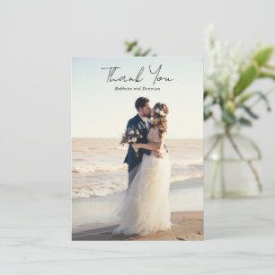 Moderne Minimalistische Hochzeit in Schwarz und We Dankeskarte