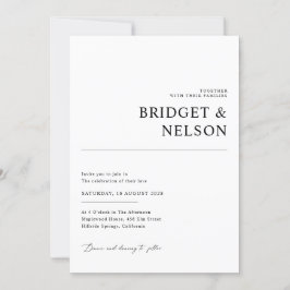 Moderne Minimalistische Hochzeit in Schwarz und We Einladung
