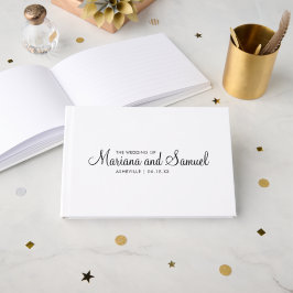 Moderne Minimalistische Hochzeit in Schwarz und We Gästebuch