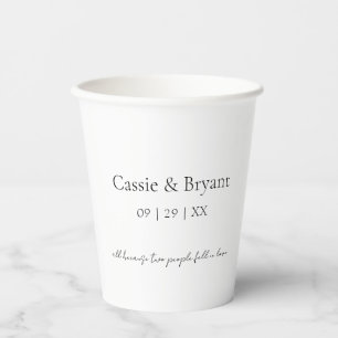 Moderne Minimalistische Hochzeit in Schwarz und We Pappbecher
