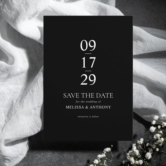 Moderne Minimalistische Hochzeit in Schwarz und We Save The Date (Von Creator hochgeladen)