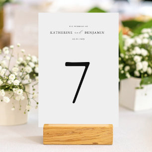 Moderne Minimalistische Hochzeit in Schwarz und We Tischnummer