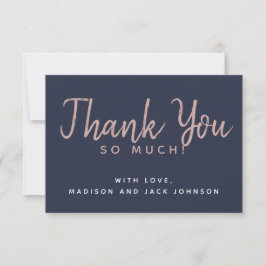 Moderne Minimalistische Hochzeit in Weiß, Navy und Dankeskarte