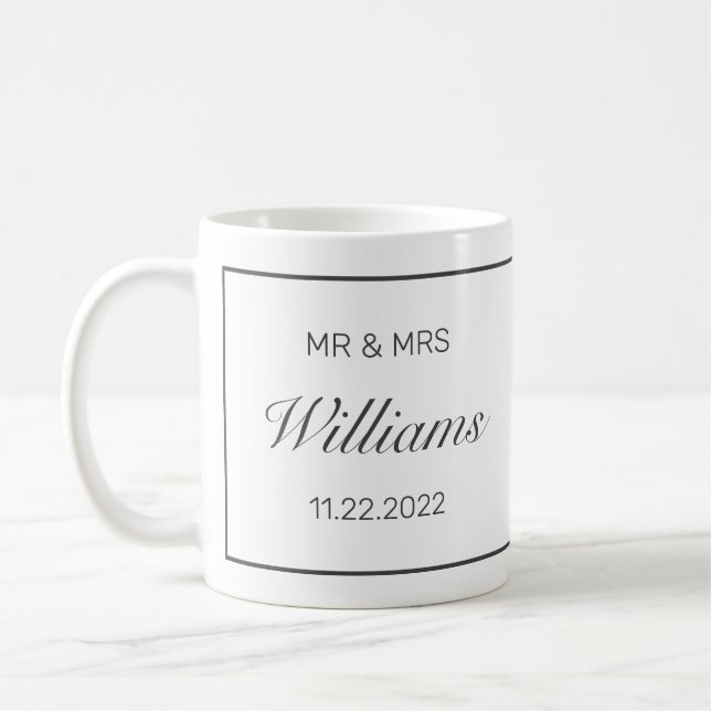 Moderne Minimalistische Hochzeit Kaffeetasse (Links)