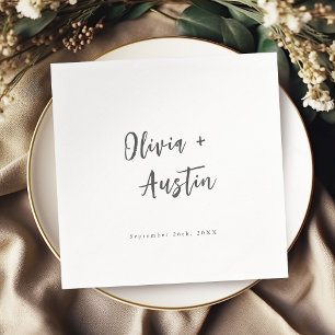 Moderne Minimalistische Hochzeit mit Chic Script Serviette