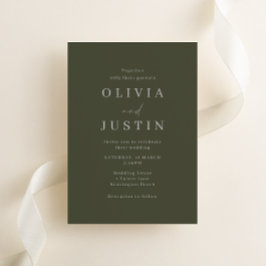 Moderne Minimalistische Hochzeit mit Olivenöl Einladung