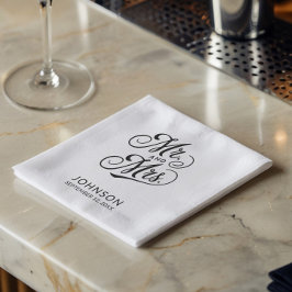 Moderne Minimalistische Hochzeit Mr. & Mrs. Black  Serviette