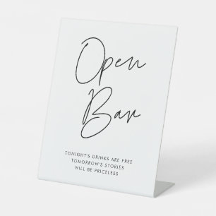 Moderne Minimalistische Hochzeit Open Bar Sockelschild