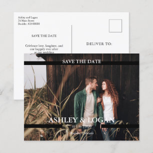 Moderne Minimalistische Hochzeit retten das Date-F Ankündigungspostkarte