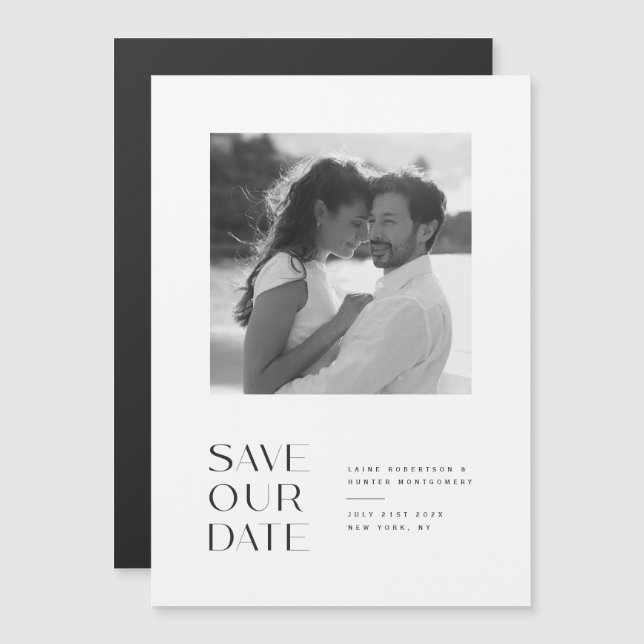 Moderne Minimalistische Hochzeit retten das Date M Magneteinladung (Vorne/Hinten)