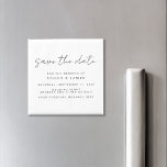 Moderne Minimalistische Hochzeit retten das Datum  Magnet<br><div class="desc">Eine einfache Moderne speichert den Datums-Magneten. Personalisieren Sie dieses minimalistisch schwarz-weiß Design,  um Ihre persönlichen Daten und Nachricht zu haben.</div>