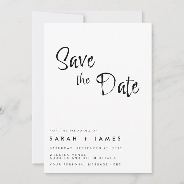 Moderne Minimalistische Hochzeit retten das Datum  Save The Date (Vorderseite)