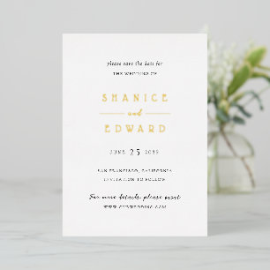 Moderne minimalistische Hochzeit - Rettet das Datu Folieneinladung