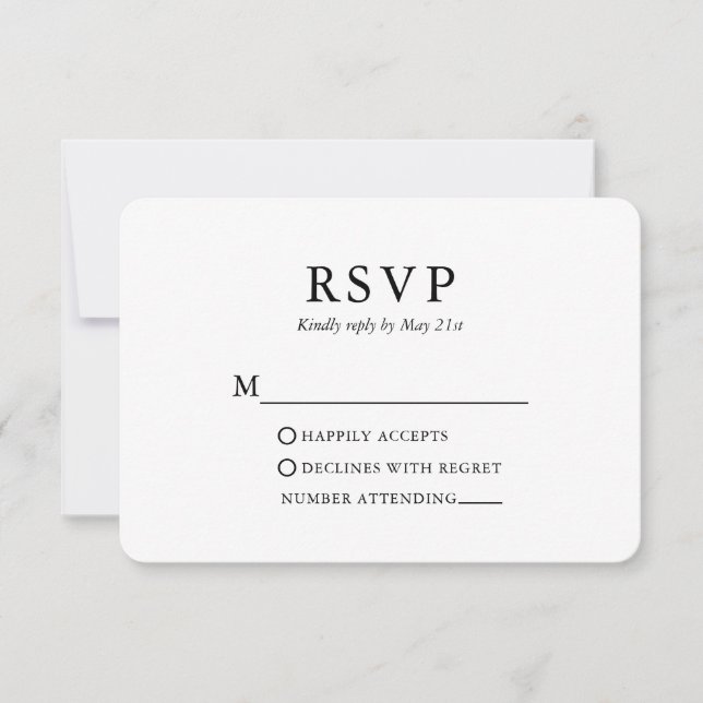 Moderne Minimalistische Hochzeit RSVP Karte (Vorderseite)