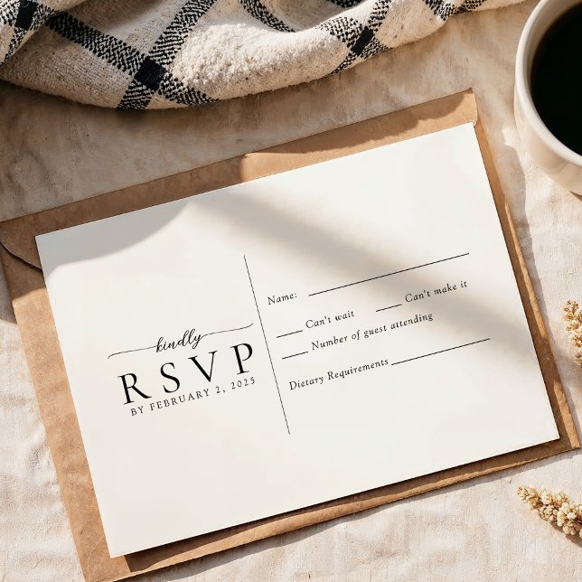 Moderne Minimalistische Hochzeit RSVP Karte (Von Creator hochgeladen)