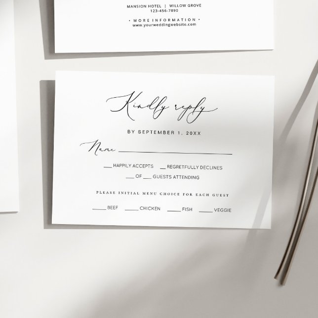 Moderne Minimalistische Hochzeit RSVP Karte (Von Creator hochgeladen)