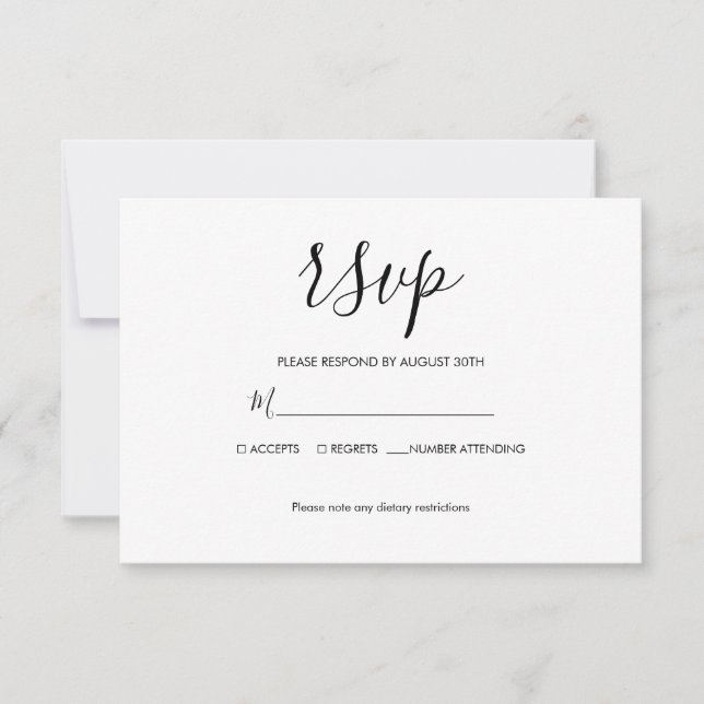 Moderne Minimalistische Hochzeit RSVP Karte (Vorderseite)