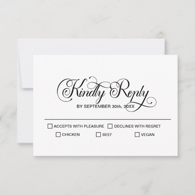 Moderne Minimalistische Hochzeit RSVP Karte (Vorderseite)