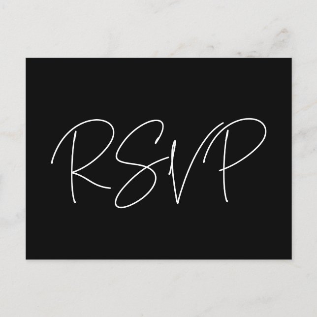 Moderne minimalistische Hochzeit RSVP Postkarte (Vorderseite)
