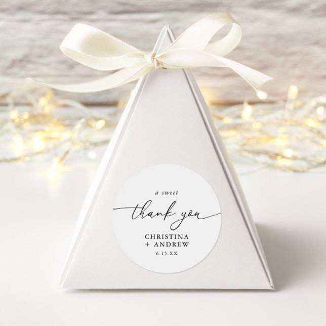 Moderne Minimalistische Hochzeit Runder Aufkleber (Von Creator hochgeladen)