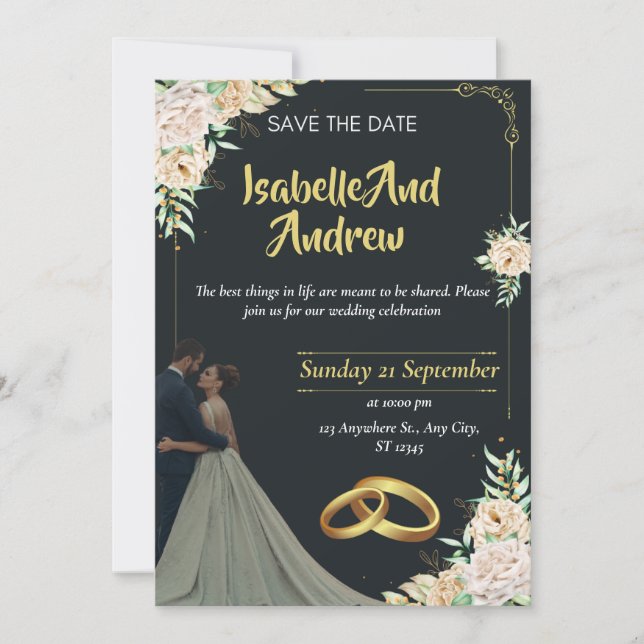 Moderne Minimalistische Hochzeit Save The Date (Vorderseite)