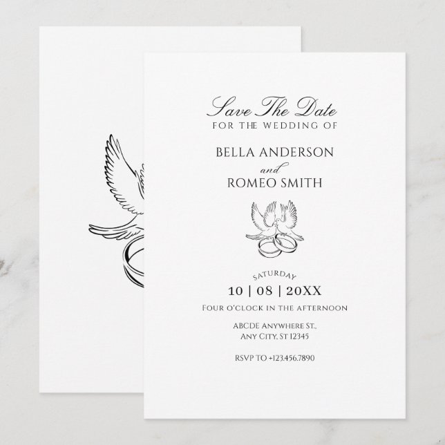 Moderne minimalistische Hochzeit Save The Date (Vorne/Hinten)