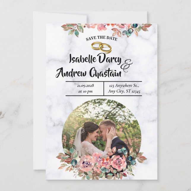 Moderne Minimalistische Hochzeit Save The Date (Vorderseite)