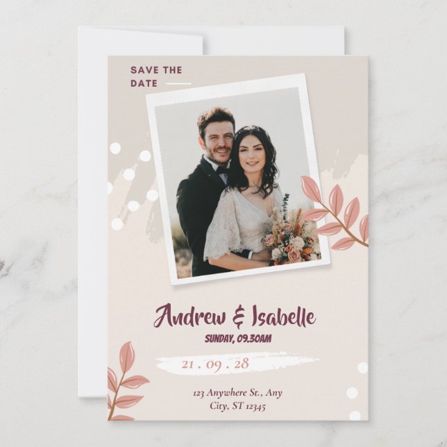 Moderne Minimalistische Hochzeit Save The Date (Vorderseite)