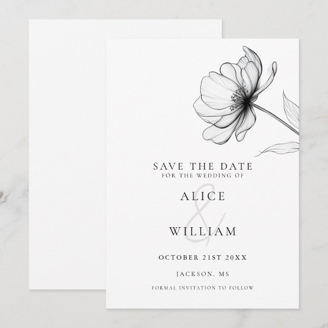 Moderne Minimalistische Hochzeit Save The Date (Vorne/Hinten)