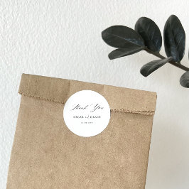 Moderne Minimalistische Hochzeit | Schwarz und Wei Runder Aufkleber