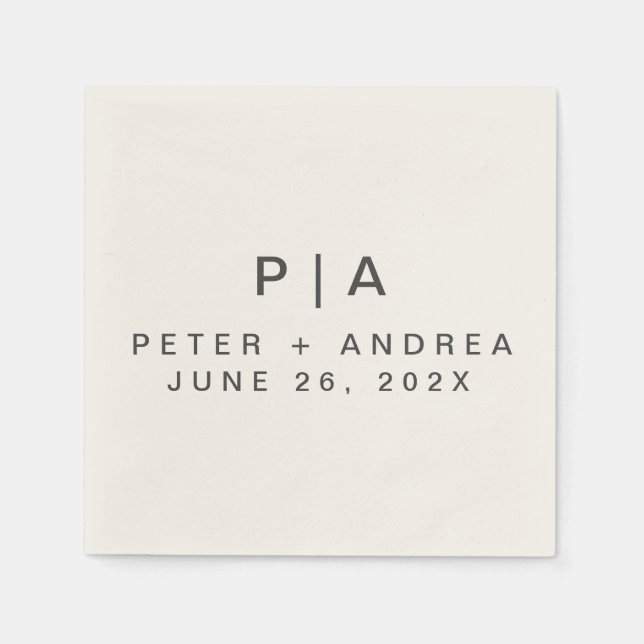 Moderne Minimalistische Hochzeit Serviette (Vorderseite)