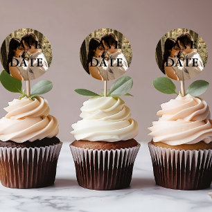 Moderne Minimalistische Hochzeit spart das Datum Runder Aufkleber