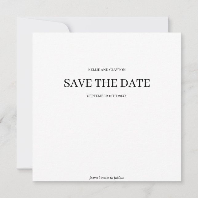 Moderne Minimalistische Hochzeit spart das Datum Save The Date (Vorderseite)