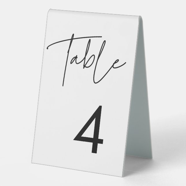 Moderne minimalistische Hochzeit Tischaufsteller (Rückseite)