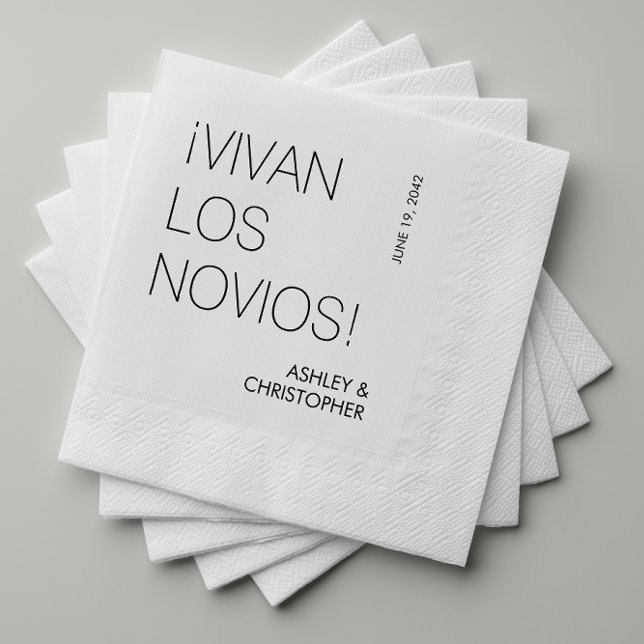 Moderne Minimalistische Hochzeit "Vivan Los Novas" Serviette (Von Creator hochgeladen)