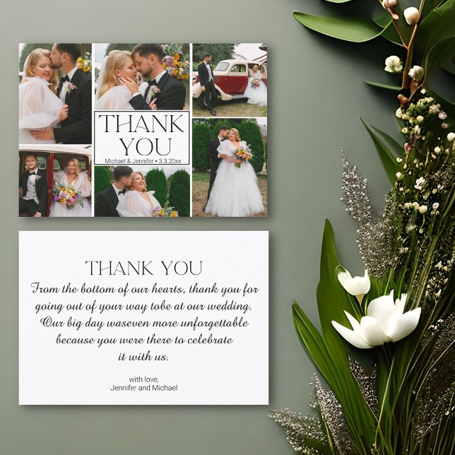 moderne, minimalistische Hochzeit von 6 Fotos Dankeskarte (Von Creator hochgeladen)