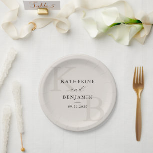 Moderne Minimalistische Hochzeit von Elfenbein Pappteller