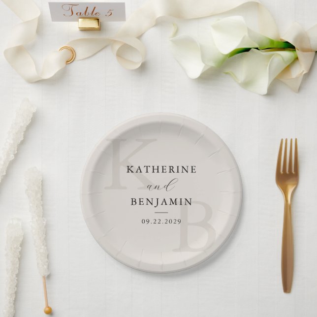 Moderne Minimalistische Hochzeit von Elfenbein Pappteller (Hochzeit)