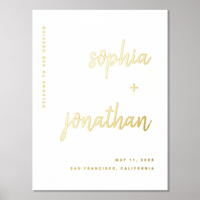 Moderne Minimalistische Hochzeit Willkommen in Gol Foliendrucke (Vorderseite)
